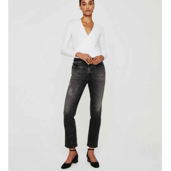 AG Adriano Goldschmied Saige High Rise Straight Jeans 10 Years Boundary - Picture 6 of 15